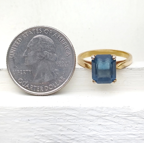 DAC Blue Sapphire and CZ Gold Ring - Picture 8 of 9